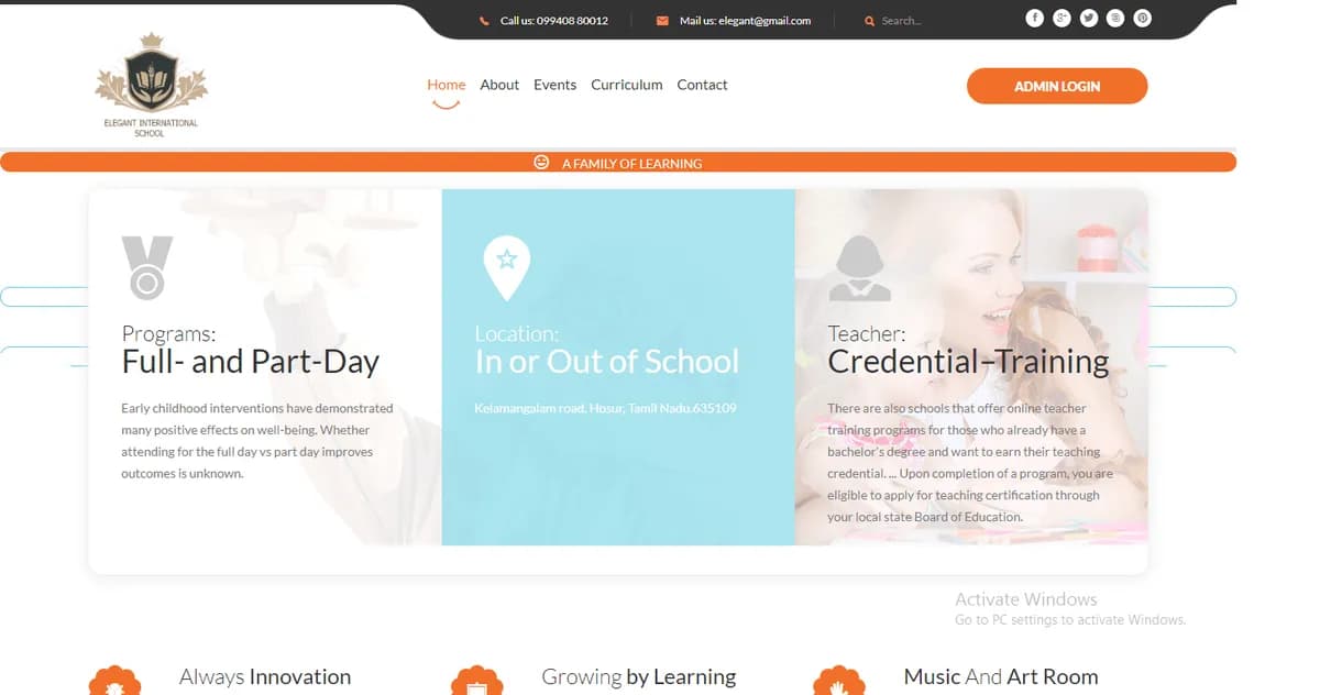 Elegant International School web project by Sisesoft