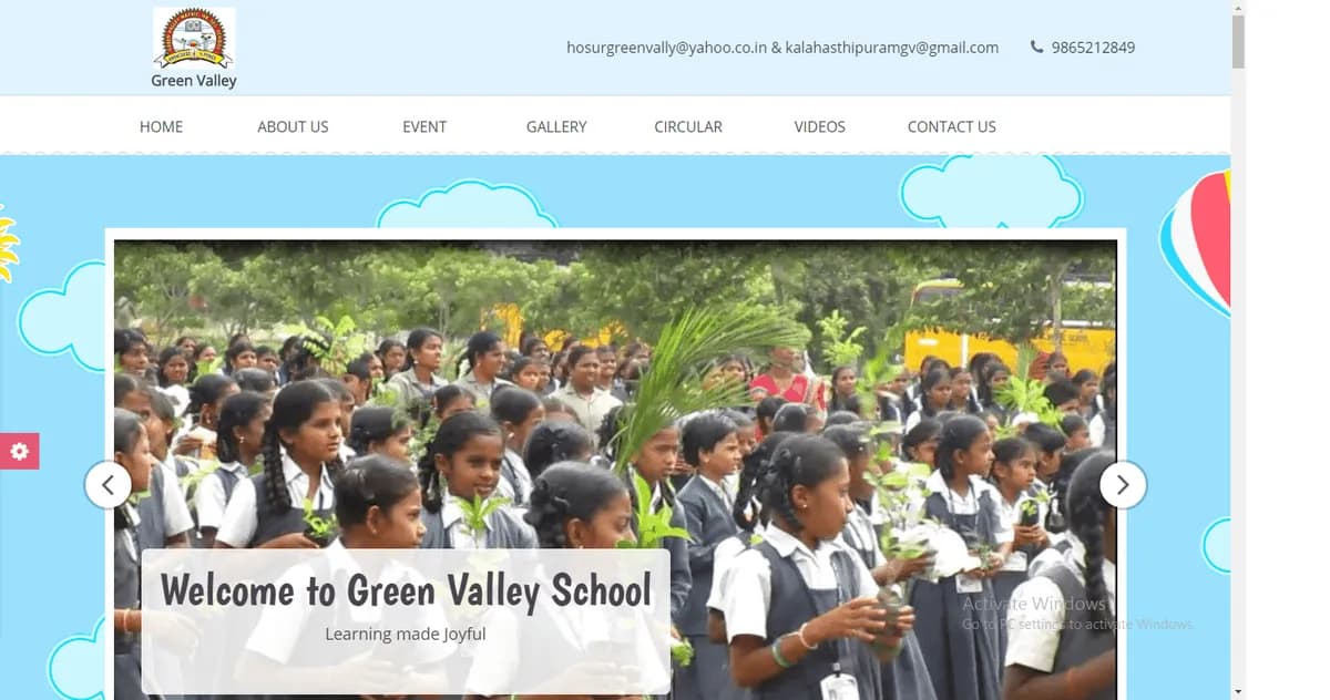 Green Valley School Hosur web project by Sisesoft