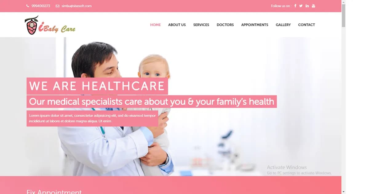 I-Baby Care E-Vaccination web project by Sisesoft