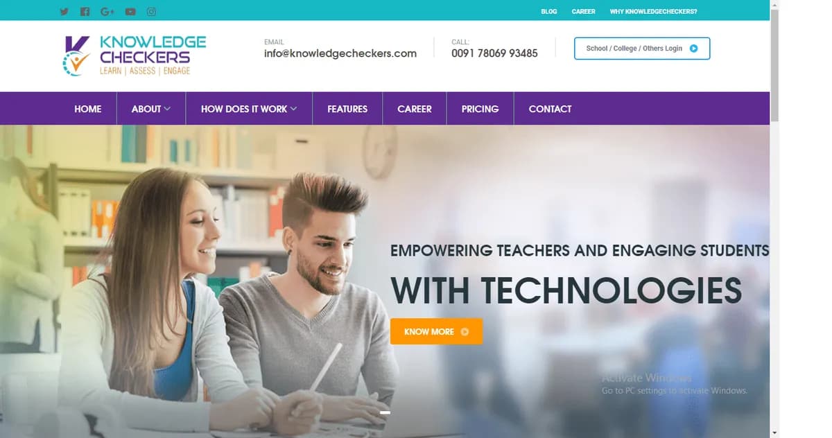 Knowledge Checkers web project by Sisesoft