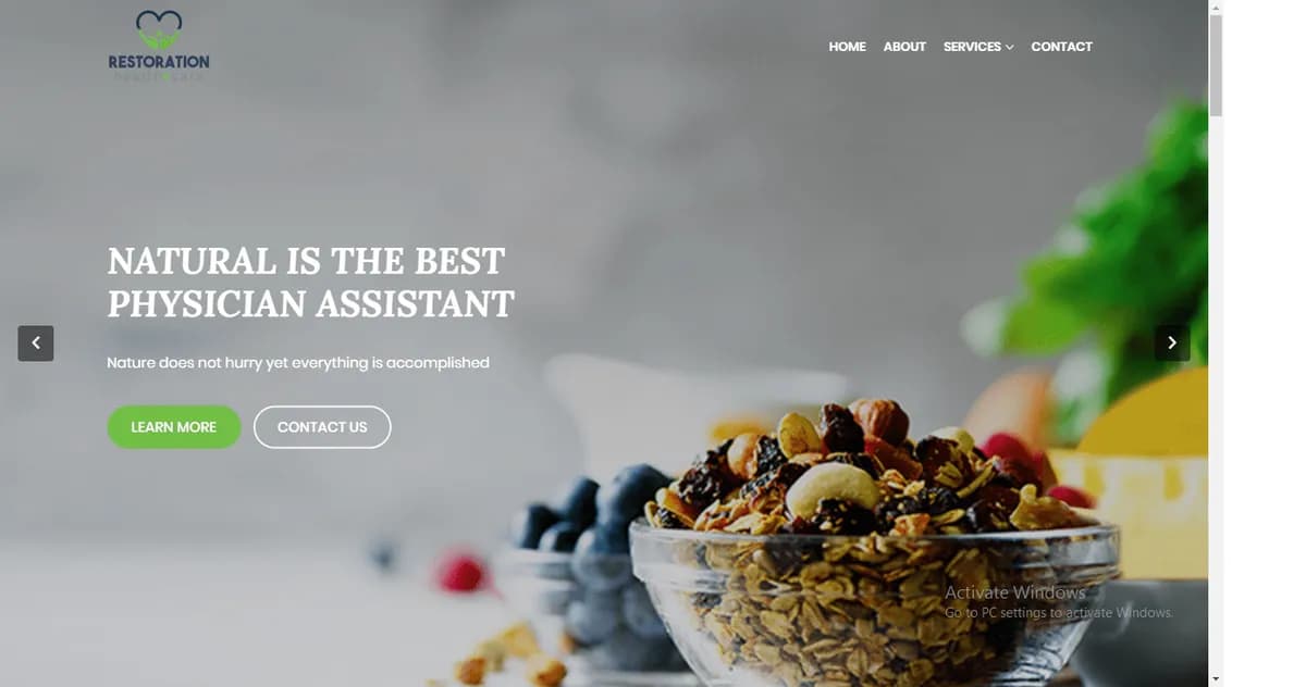 Restoration Health Care web project by Sisesoft