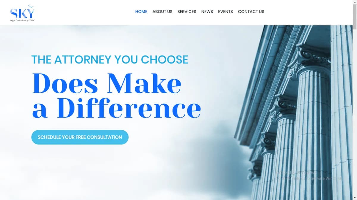 Sky Legal web project by Sisesoft