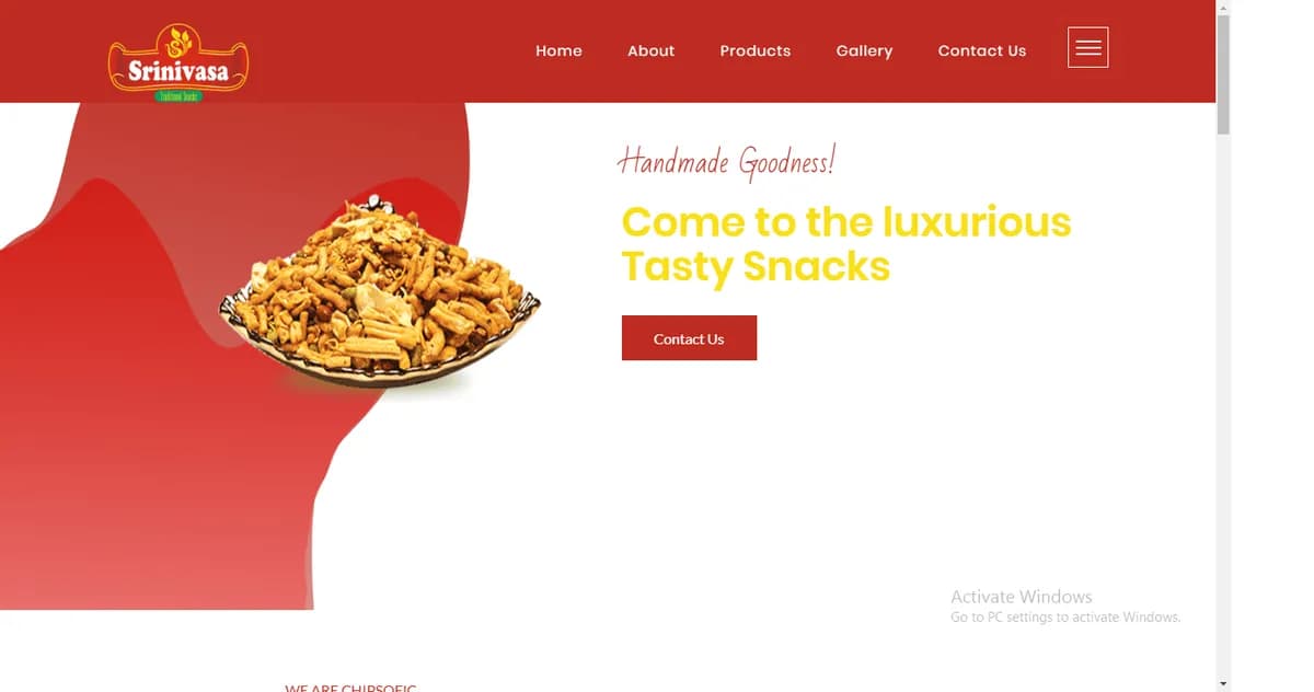 Srinivasa Snacks e-commerce project by Sisesoft