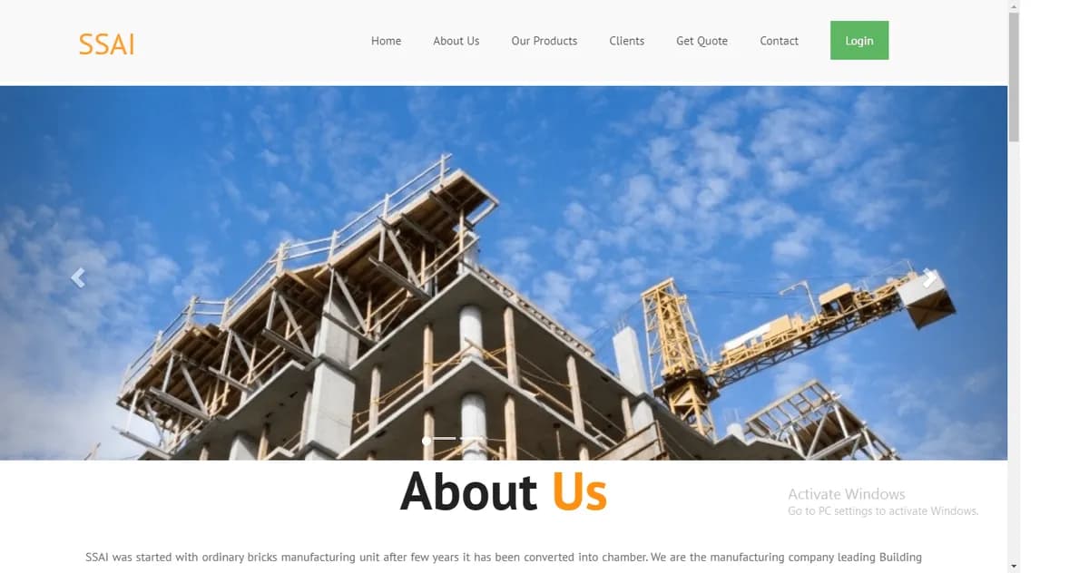 SSAI Construction web project by Sisesoft